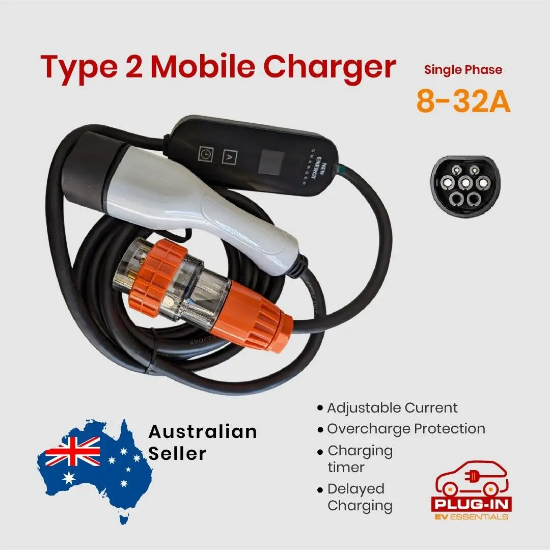 Picture of Type 2 EV portable Adjustable charger Single PHASE 32A In Carry bag BYD MG TESLA