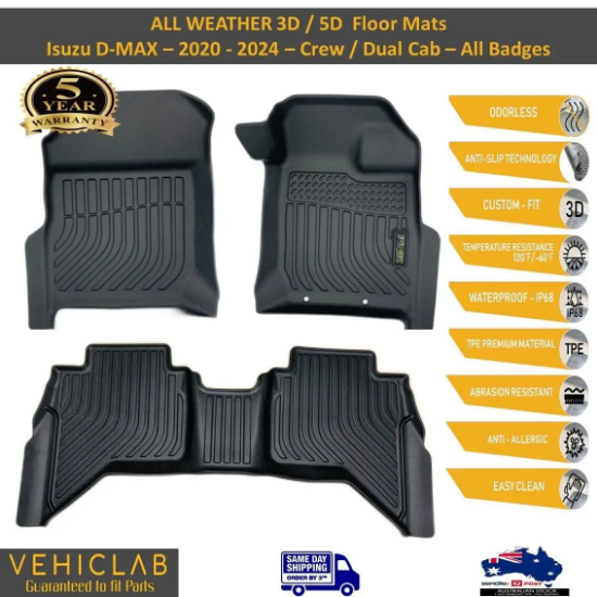 Picture of 3D/5D All Weather Car Floor Mat Liner for Isuzu D-MAX DMAX Crew Cab- 2020 - 2024