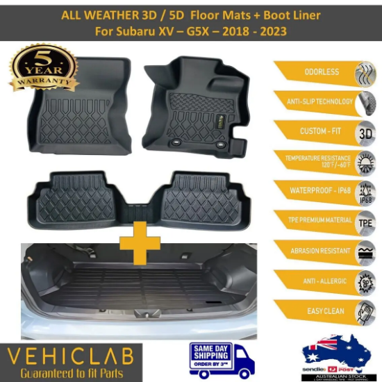 Picture of 3D/5D TPE All Weather Car Floor Mats+Boot Liner mat for Subaru XV G5X -2017-2023