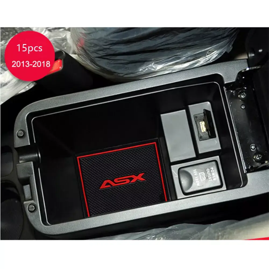 Picture of fits Mitsubishi ASX 2013-18 Rubber Gate Slot Pads Non-slip Cup Holder Mats 15pcs
