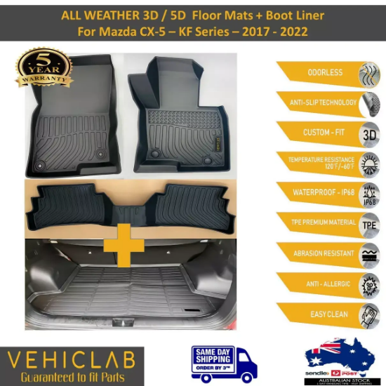 Picture of 3D / 5D TPE All Weather Car Floor Mats + Boot Liner CX-5 CX5 KF 2017 - 2024
